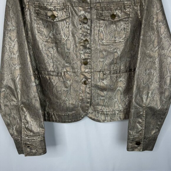 Dana Buchman Womens Snakeskin Print Metallic Jacket Size 16 Cotton Blend - Picture 5 of 10